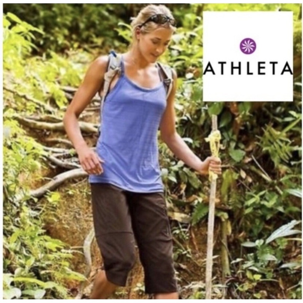 Athleta Commuter Capri Brown Hiking Travel Outdoor Nylon Pants Sz 2 - Picture 9 of 9